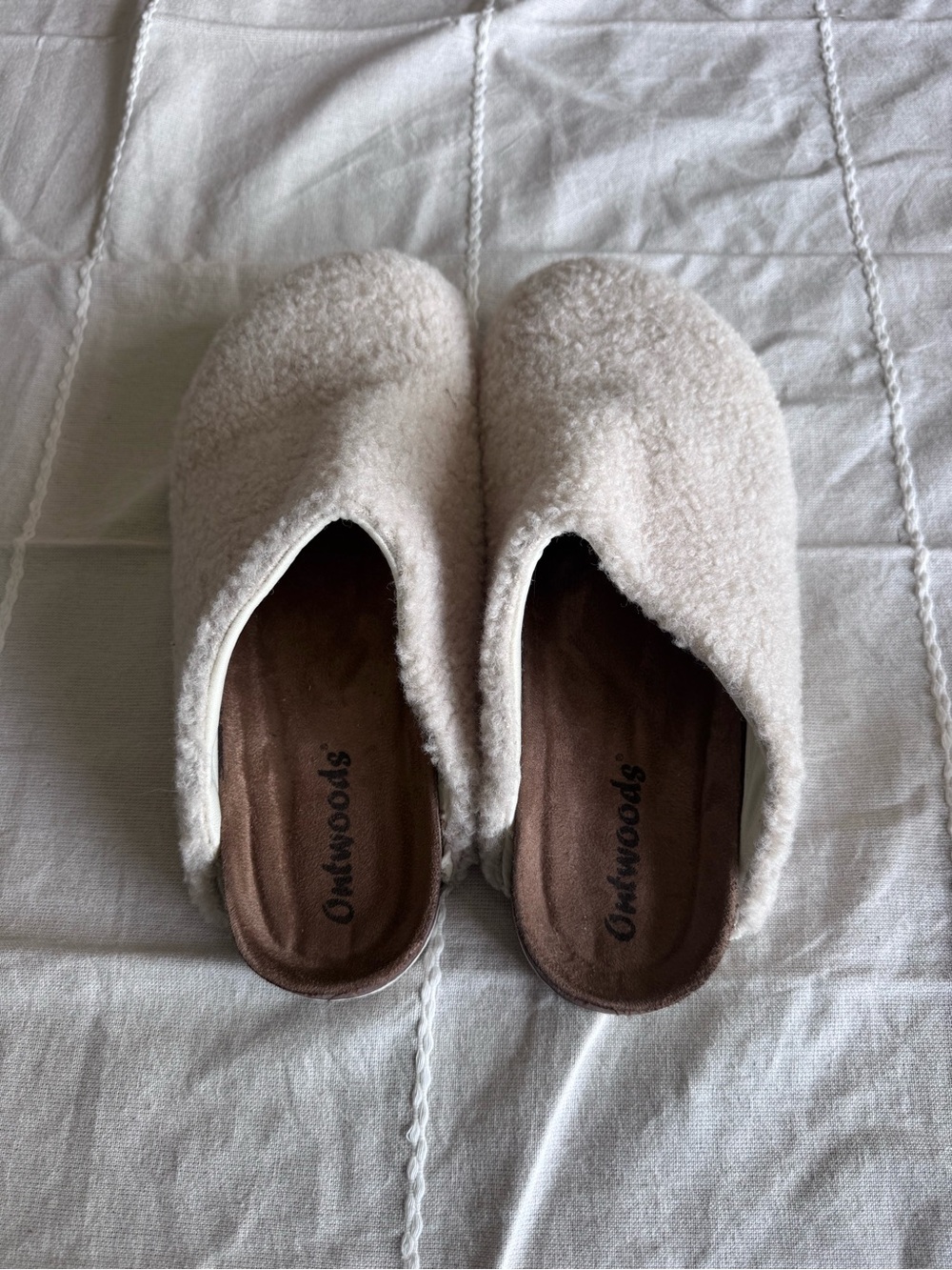 Outwoods Cream Fuzzy Mules